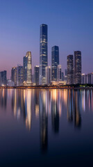 Fototapeta premium Guangzhou Skyline at Dusk Illustration