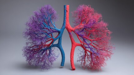 Colorful Artistic Rendering of Human Lungs in Vibrant Hues