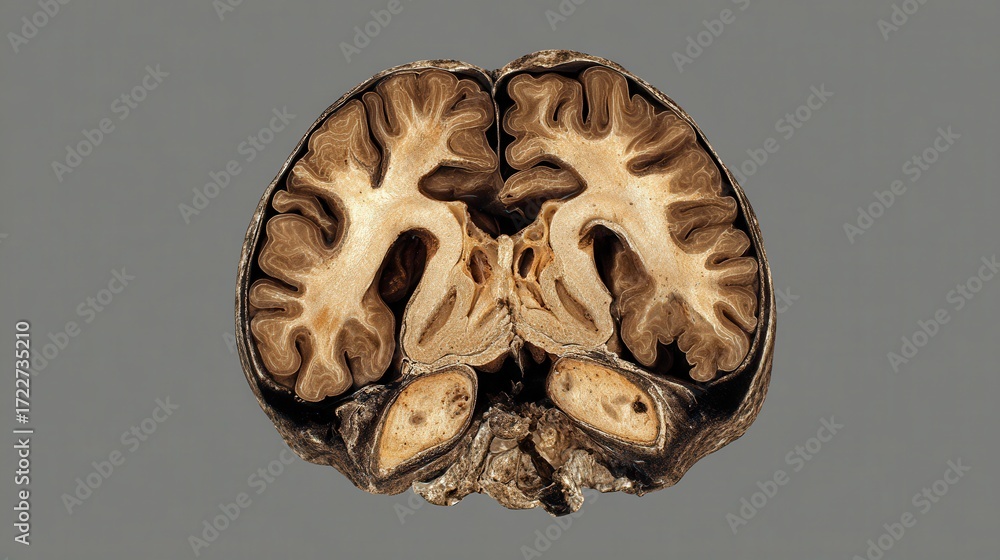 Poster Cross-Section of Human Brain with Intricate Neural Structures