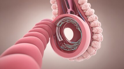 Detailed 3D Illustration of Human Digestive System Anatomy