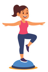 Woman doing balance training on Bosu ball