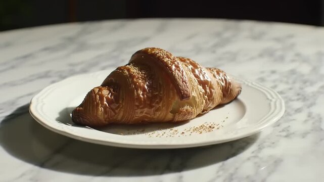 Single croissant on plate