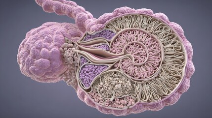 Fototapeta premium Detailed Cross-Section of Biological Structure Illustrating Cell Organization