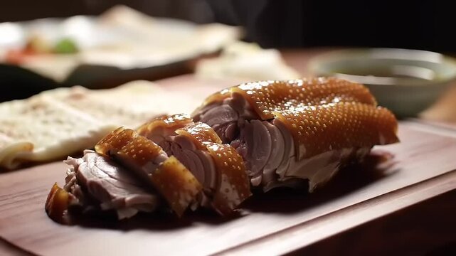 Sliced roasted duck dish