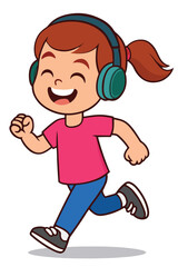 girl runing with wearing headphone