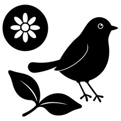 bird on a branch with flowers