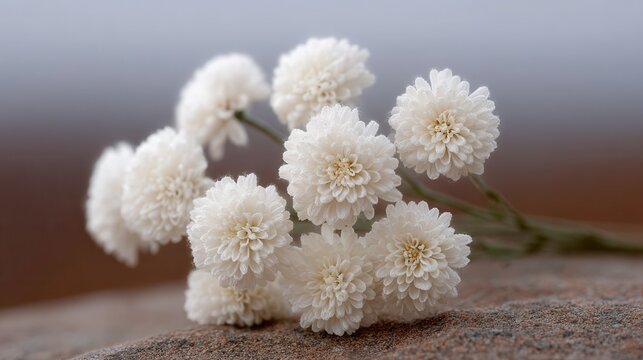 Hands gently placing delicate white flowers on a smooth surface, highlighting nature's beauty in quiet serenity. All Saints Day Spain - Powered by Adobe