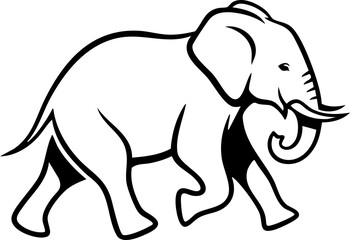 Majestic elephant in bold outline, perfect for educational materials, children's books, and safari-themed designs