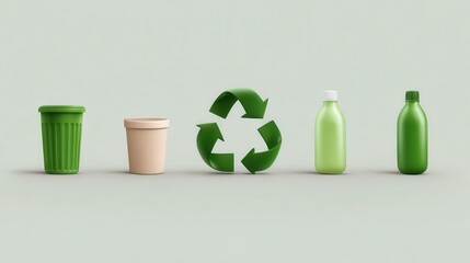 Exploring the journey of waste reduction through creative minimalist infographic design to promote recycling awareness. National Recycling Day and Week,  America Recycles Day