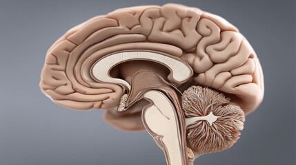 Detailed Anatomical Illustration of Human Brain Structure and Function