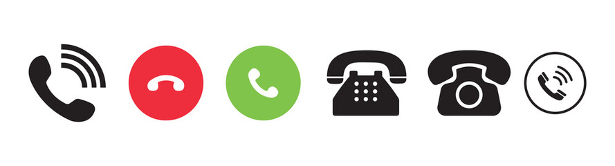 Modern set of calling and telephone icons collection for communication, mobile apps, and digital designs