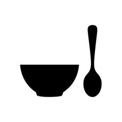 Black silhouette of bowl and spoon