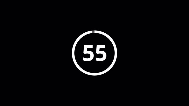 60 Seconds Circular Countdown Timer Animation in Ultra HD with Transparent Alpha Background | One Minute Clock Countdown for Motion Graphics and Video Editing