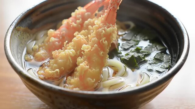 Tempura shrimp udon noodles