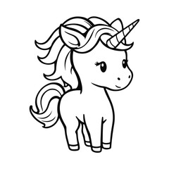 Cute cartoon unicorn illustration, magical fantasy animal, children's character drawings, fairytale pony design, colorful children's unicorn drawing