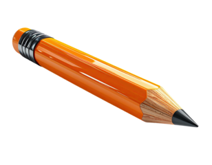 Orange pencil, angled view, realistic rendering