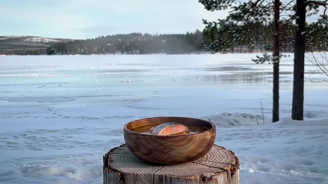 Wintertime outdoor food bowl