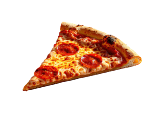 Close-up pizza slice with pepperoni and cheese