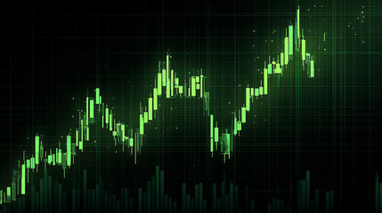 Neon Green Rising Candlestick Chart Illustration