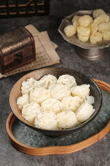 Dried Lotus Root Noodles Traditional Asian Vegetarian Food in Ceramic Bowls