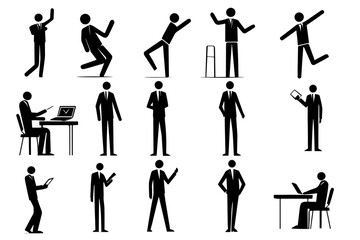 stick man figure with different poses abstract minimalist 