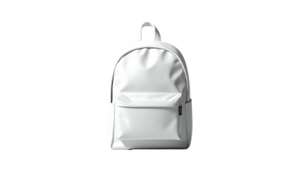 Blank white backpack, front view,  simple design