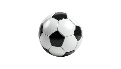 Black and white soccer ball, perfectly round, against a black background