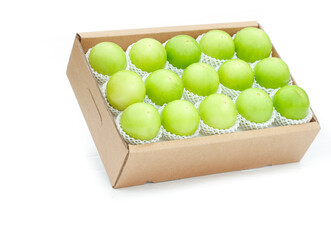 Fresh Green Jujubes Fujian Guifei Variety in Gift Box White Background