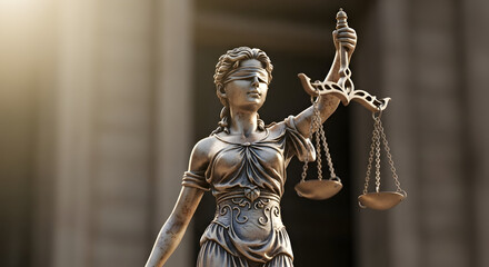Obraz premium Lady Justice statue symbol of law legal system justice equality rights court courtroom scales blindfolded fairness judgment law enforcement legal profession