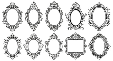 Elegant Ornate Frames Collection Vintage Baroque Style Design Elements for Wedding Invitations Scrapbooking Photo Album Decoration