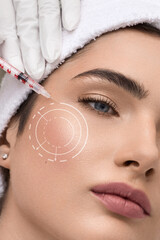 Biorevitalization procedure. Pretty woman while beauty injections with hyaluronic acid for...