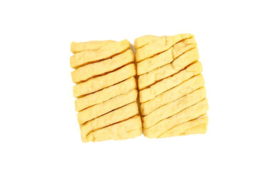 Dried Tofu Slices - Traditional Asian Soybean Food Products on White Background