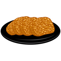 Fried Tempeh on a Plate Illustration