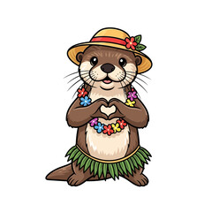 aloha otter a heartfelt hawaiian holiday, isolated on transparent background