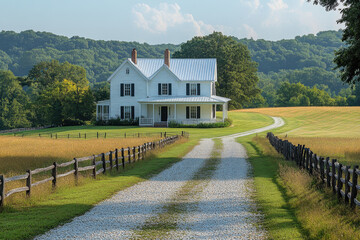 "White house in open field"