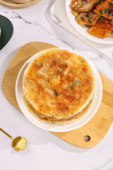 Shanghai Scallion Pancake Traditional Chinese Food Pan-Fried Golden Crispy Layers Authentic Cooking
