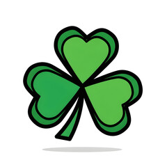 Viewing Green Shamrock with Black Outline Isolated on White