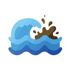 Blue wave and brown mud splash, suitable for environmental themes, climate change awareness, water pollution concepts in design projects.