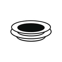 Stacked Plates in Perspective – Clean Black & White Vector