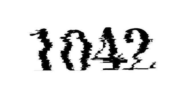 文字ノイズが入る0から2026まで数字がカウントアップされるアニメーション（背景透過）