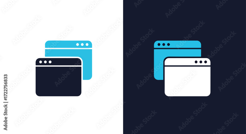 Wall mural modern website browser window icons set for digital applications and web design projects