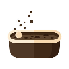 Brown bubbling tub suitable for spa concept designs, relaxation products, bath time illustrations, wellness graphics, beauty branding, or hygiene ads.