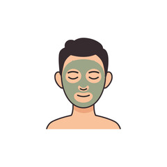 Man in face mask relaxing with closed eyes. Suitable for health, relaxation, wellness designs.
