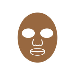 Ideal for skincare products, spa services, beauty blogs. Clean design of brown facial mask with white openings for marketing materials.