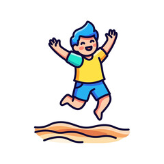 summer beach joy a childs leap of pure delight, isolated on transparent background