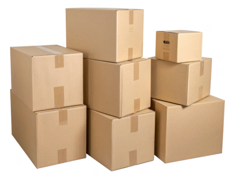  stack of cardboard boxes isolated on white and transparent background