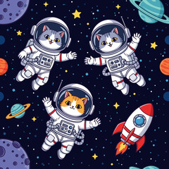 Cute astronaut cats explore the vast starfilled cosmos bringing joy and adventure