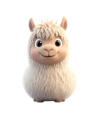 Cute and Fluffy Cartoon Llama Plush Toy with Friendly Facial Expression