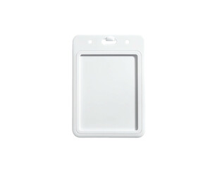 White plastic ID badge holder, rectangular, blank