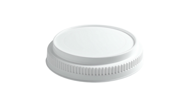 White plastic lid with ribbed edge